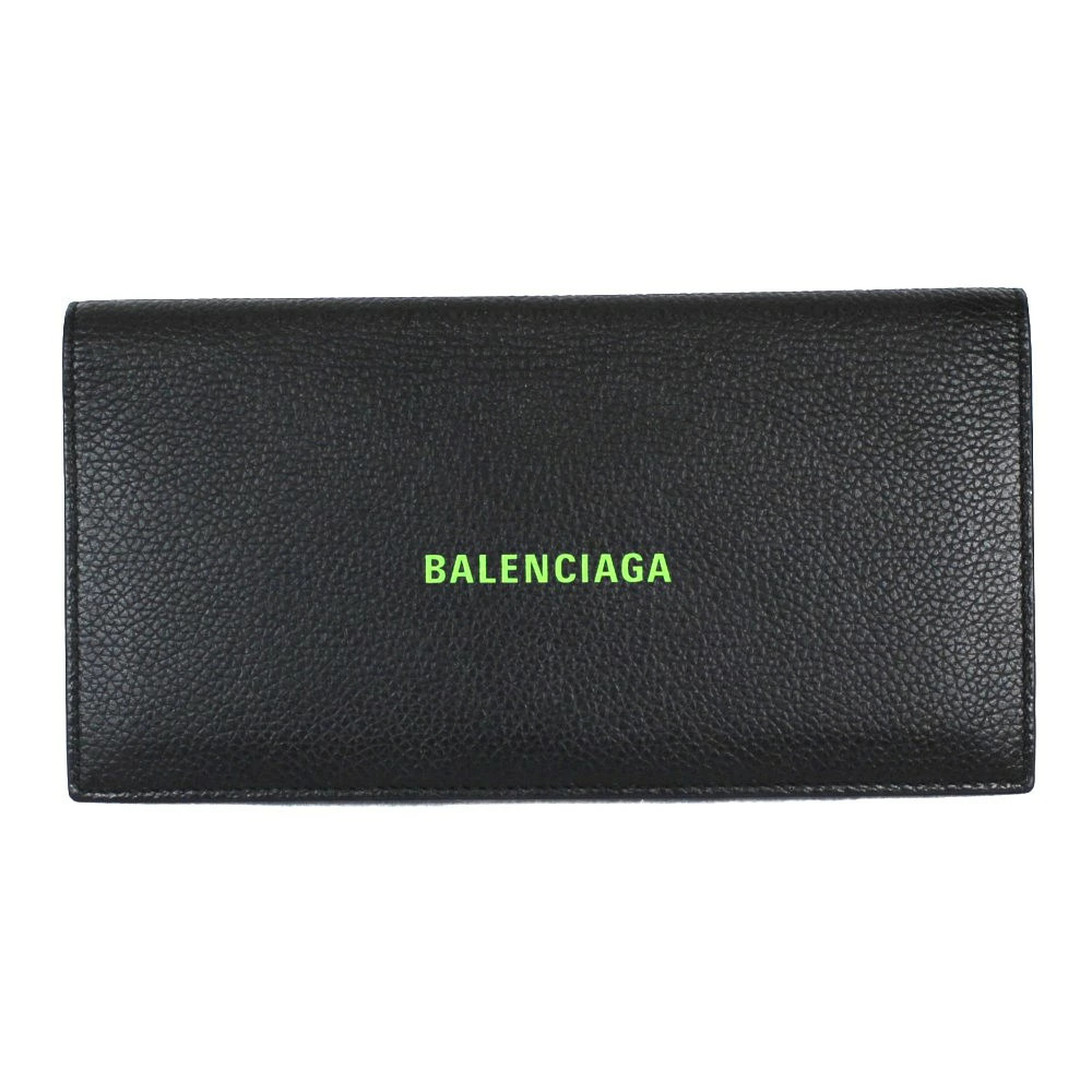 BALENCIAGA Bi fold Long Wallet Black Leather